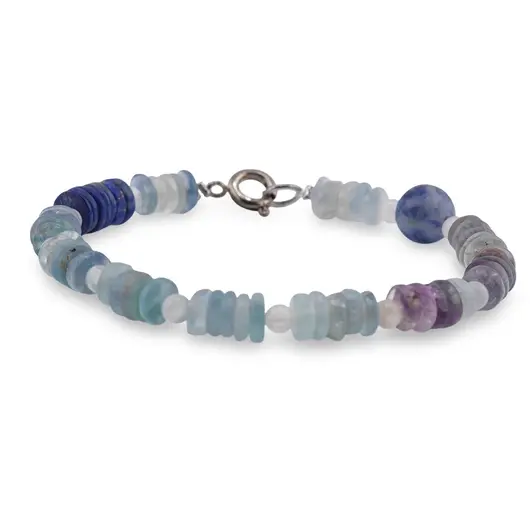 Bratara Fluorit si Lapis Lazuli discuri 5-6mm, Piatra Lunii sfere 3mm si Sodalit sfera 8mm, imagine 2