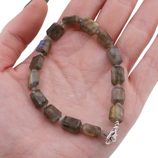 Bratara Labradorit fatetat 9-10mm si discuri fatetate 4mm, imagine 3