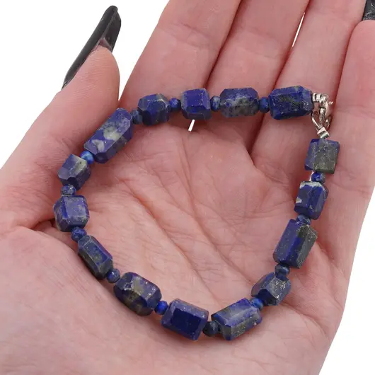 Bratara Lapis lazuli fatetat 8-10mm si discuri fatetate 4mm, imagine 3