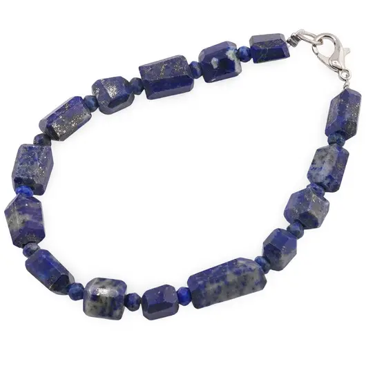 Bratara Lapis lazuli fatetat 8-10mm si discuri fatetate 4mm