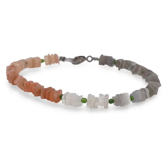 Bratara Mix Piatra lunii patratele 4mm si Agat verde sfere fatetate 2mm, imagine 2