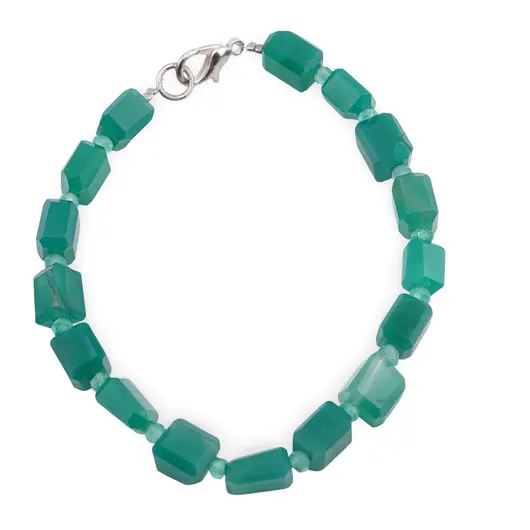 Bratara Onix verde fatetat 8-9mm si discuri fatetate 3mm