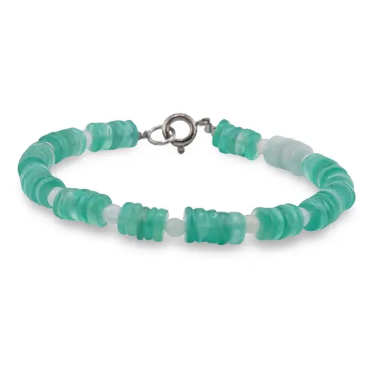 Bratara Onix verde si Amazonit 5-6mm si Piatra Lunii sfere 3mm, imagine 2