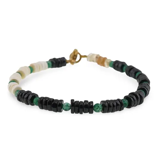 Bratara Opal alb, Turmalina neagra cu Citrin discuri 4-5mm si Aventurin sfere 3mm, imagine 2