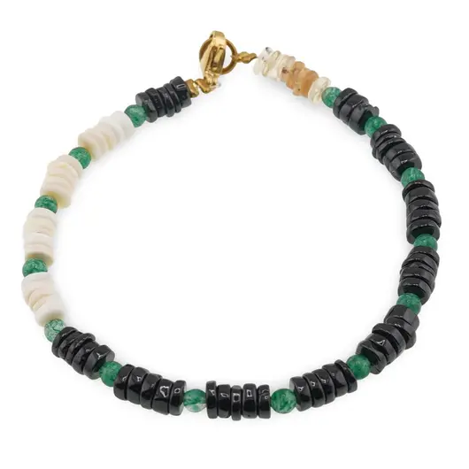 Bratara Opal alb, Turmalina neagra cu Citrin discuri 4-5mm si Aventurin sfere 3mm