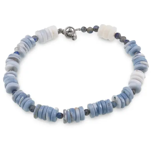 Bratara Opal albastru discuri 6mm si Lapis Lazuli sfere 3mm