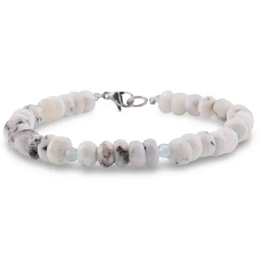 Bratara Opal dendritic discuri fatetate 6mm si Apatit sfere 3mm, imagine 2