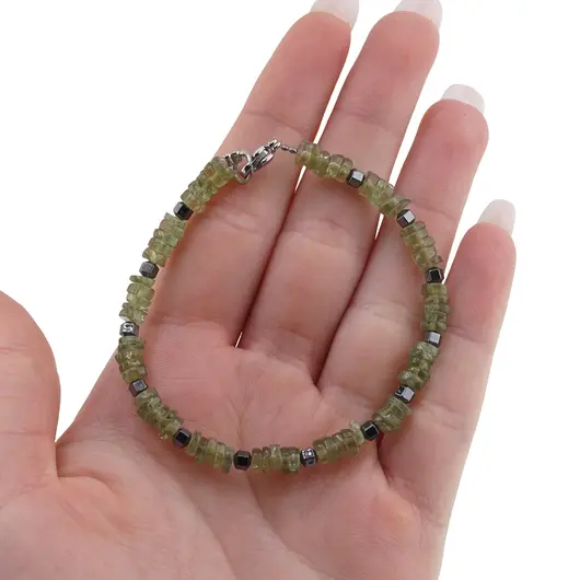 Bratara Peridot discuri 5mm si Hematit 3mm, imagine 3