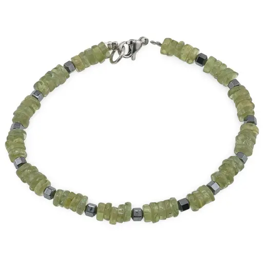 Bratara Peridot discuri 5mm si Hematit 3mm