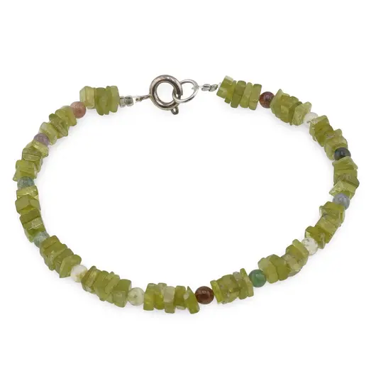 Bratara Peridot patratele 4mm si Mix Cristale sfere 3mm