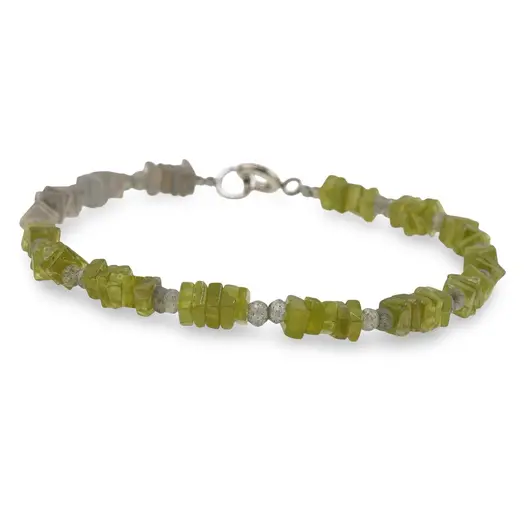 Bratara Peridot si Piatra Lunii gri patratele 4mm si Labradorit discuri fatetate 3mm, imagine 2