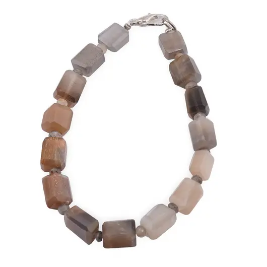 Bratara Piatra lunii gri fatetat 8-10mm si discuri fatetate 4mm