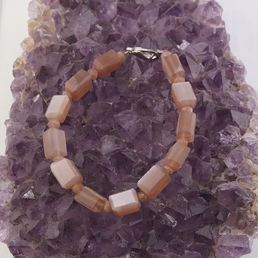 Bratara Piatra lunii maro fatetat 9-10mm si discuri fatetate 4mm, imagine 2