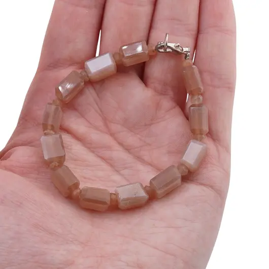 Bratara Piatra lunii maro fatetat 9-10mm si discuri fatetate 4mm, imagine 3