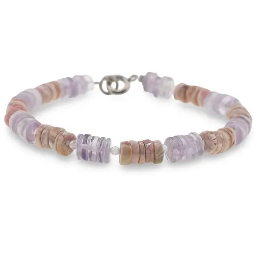 Bratara Rodocrozit si Ametist discuri 6mm cu Cristal de Stanca sfere fatetate 2mm, imagine 2