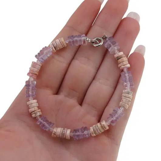 Bratara Rodocrozit si Ametist discuri 6mm cu Cristal de Stanca sfere fatetate 2mm, imagine 3