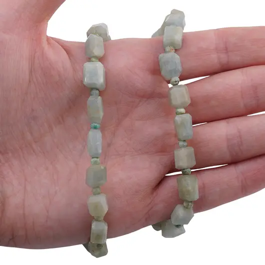 Colier Acvamarin fatetat 7-9mm si discuri fatetate 4mm, imagine 3