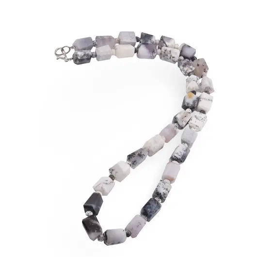 Colier Agat dendritic fatetat 10-11mm si discuri fatetate 4mm