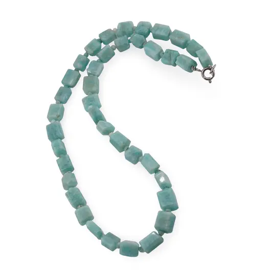 Colier Amazonit fatetat 9-10mm si discuri fatetate 4mm