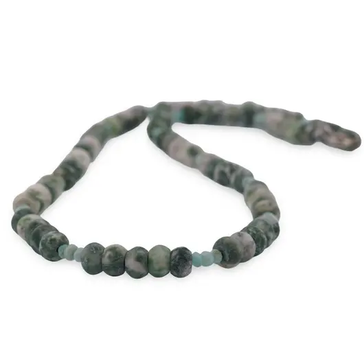 Colier Amazonit si Agat de copac mat discuri fatetate, 3-6mm, imagine 2