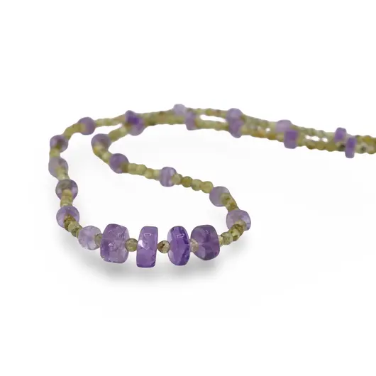 Colier Ametist discuri 5-8mm si Peridot sfere 3mm, imagine 2