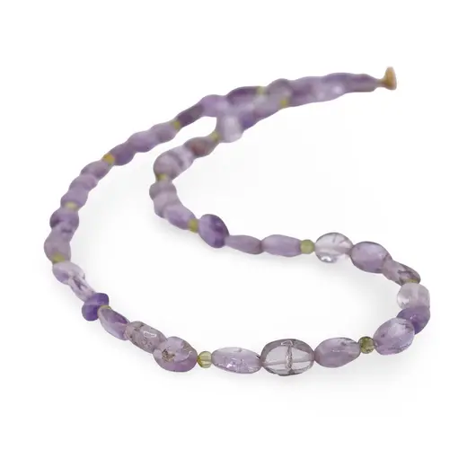 Colier Ametist neuniform 6-8mm si Peridot sfere 3mm, imagine 2