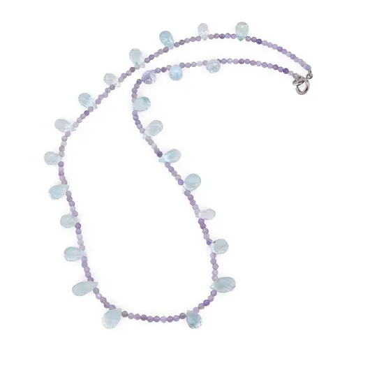 Colier Ametist sfere fatetate 2mm si Topaz briolete fatetate 6-8mm