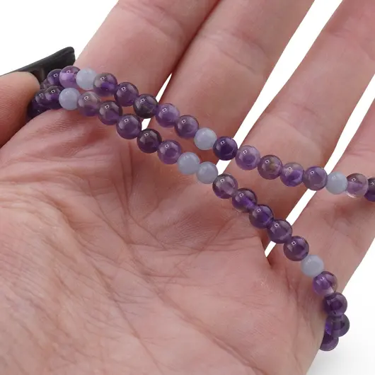 Colier Ametist si Angelit sfere, 4-5mm, imagine 3