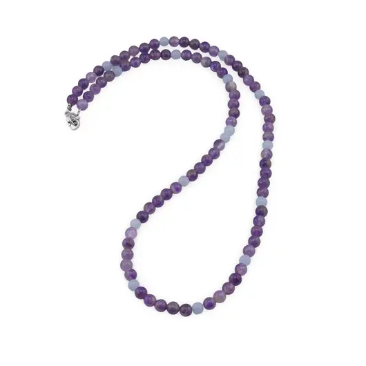 Colier Ametist si Angelit sfere, 4-5mm