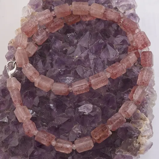 Colier Aventurin rosu fatetat 8-10mm si discuri fatetate 4mm, imagine 2