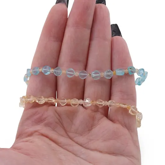 Colier Citrin banuti 5mm, sfere 2-3mm si Apatit banuti 5mm si Hematit auriu steluta, imagine 3