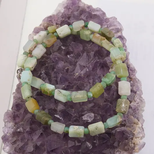 Colier Crisopraz fatetat 9-10mm si discuri fatetate 4mm, imagine 2