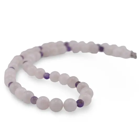 Colier Cuart roz sfere 8mm si Ametist sfere 4-5mm, imagine 2