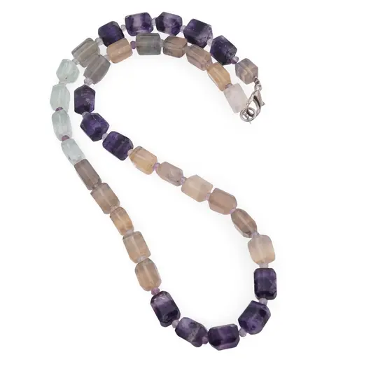 Colier Fluorit fatetat 9-10mm si discuri fatetate 4mm