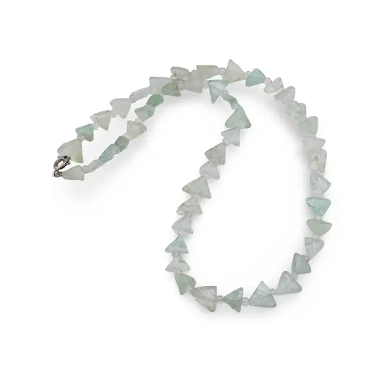 Colier Fluorit triunghi 6-8mm si Cristal de stanca discuri fatetate 3mm