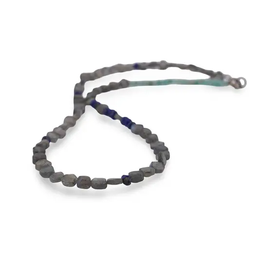 Colier Labradorit banuti 6mm, Lapis lazuli discuri fatetate 4mm si Amazonit discuri fatetate 3mm, imagine 2