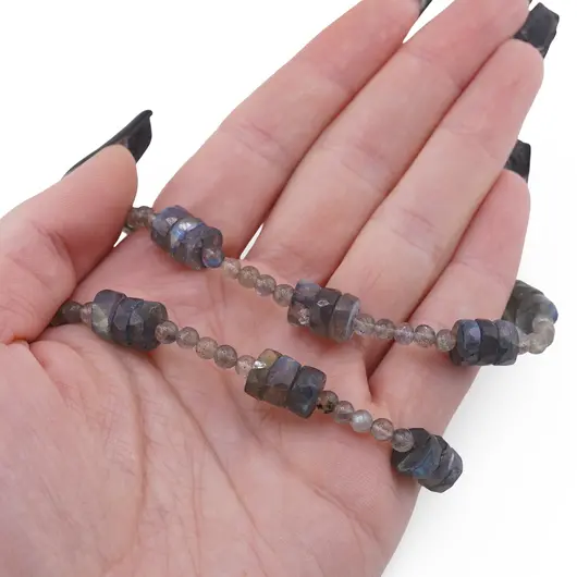 Colier Labradorit sfere 4mm si discuri fatetate 8mm, imagine 3