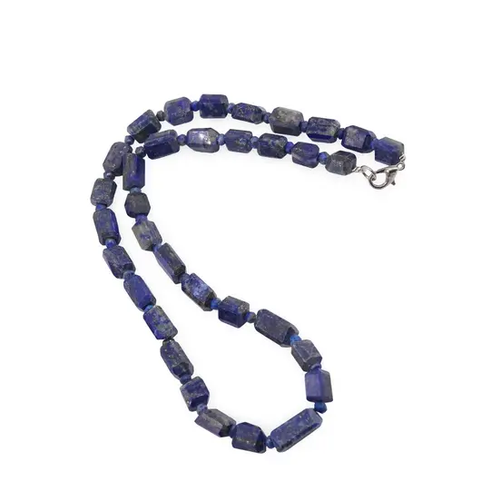 Colier Lapis lazuli fatetat 8-10mm si discuri fatetate 4mm