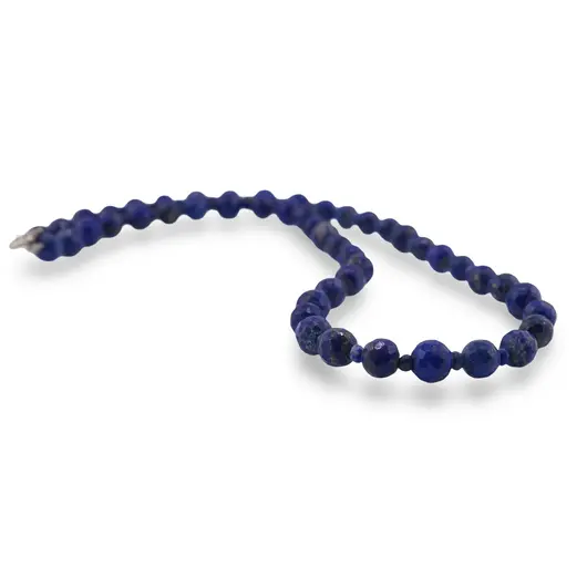 Colier Lapis lazuli sfere fatetate 7mm si discuri fatetate 3mm, imagine 2
