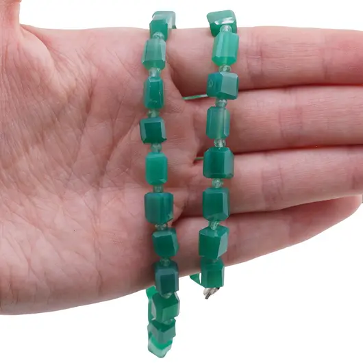 Colier Onix verde fatetat 8-9mm si discuri fatetate 3mm, imagine 3