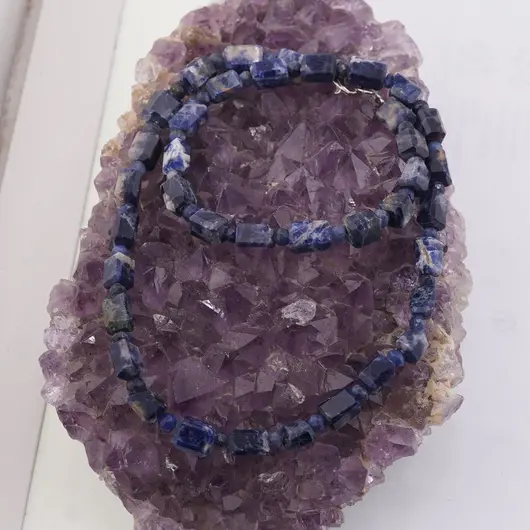 Colier Sodalit fatetat 8-9mm si discuri fatetate 4mm, imagine 2