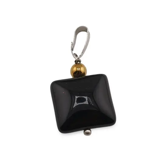 Pandantiv Onix patrat 14mm si bumb auriu