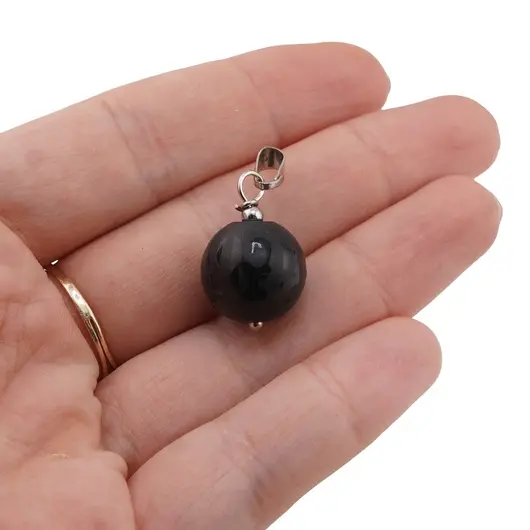 Pandantiv Onix sfera  cu mantre, 14mm, imagine 3
