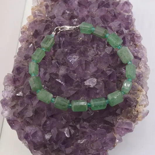 Set colier si bratara Aventurin fatetat 7-9mm si discuri fatetate 3mm, imagine 3