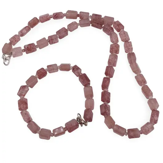 Set colier si bratara Aventurin rosu fatetat 8-10mm si discuri fatetate 4mm