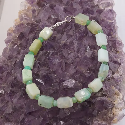 Set colier si bratara Crisopraz A+ fatetat 8-10mm si discuri fatetate 4mm, imagine 3