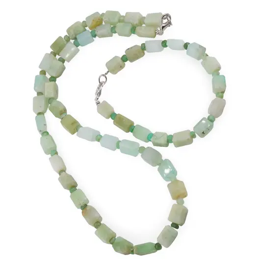 Set colier si bratara Crisopraz A+ fatetat 8-10mm si discuri fatetate 4mm