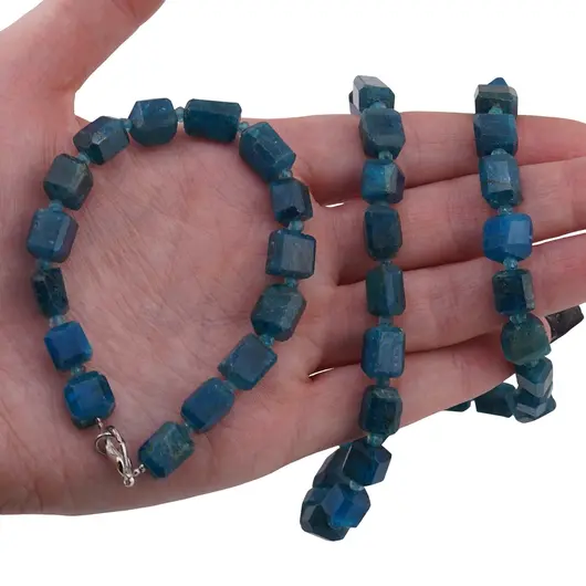 Set colier si bratara Apatit fatetat 8-10mm si discuri fatetate 3mm, imagine 4