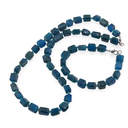 Set colier si bratara Apatit fatetat 8-10mm si discuri fatetate 3mm