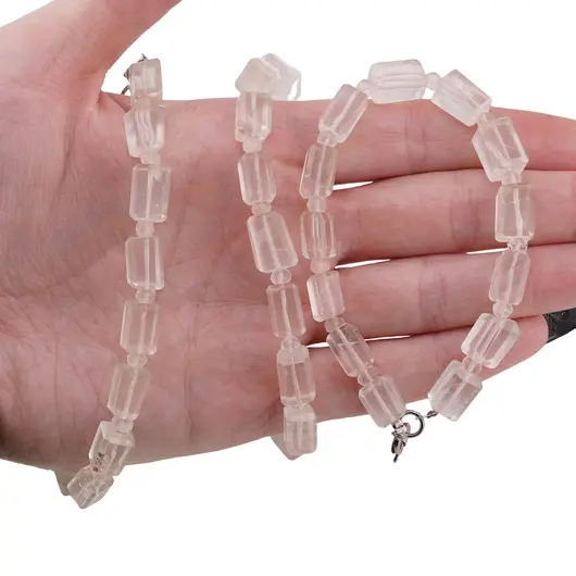 Set colier si bratara Cuart roz fatetat 10-11mm si discuri fatetate 4mm, imagine 4